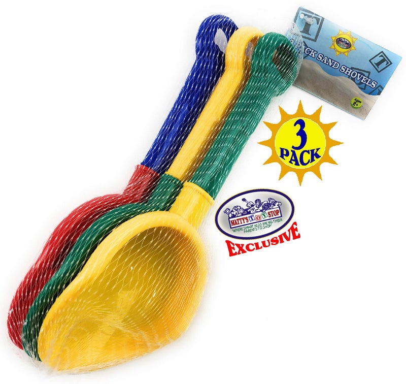 Matty's Toy Stop 10.5" Kids Multi-Color Sand Scoop Plastic Shovels for Sand & Beach (Red/Blue, Yellow/Green & Green/Yellow) Complete Gift Set Bundle - 3 Pack - Image 5